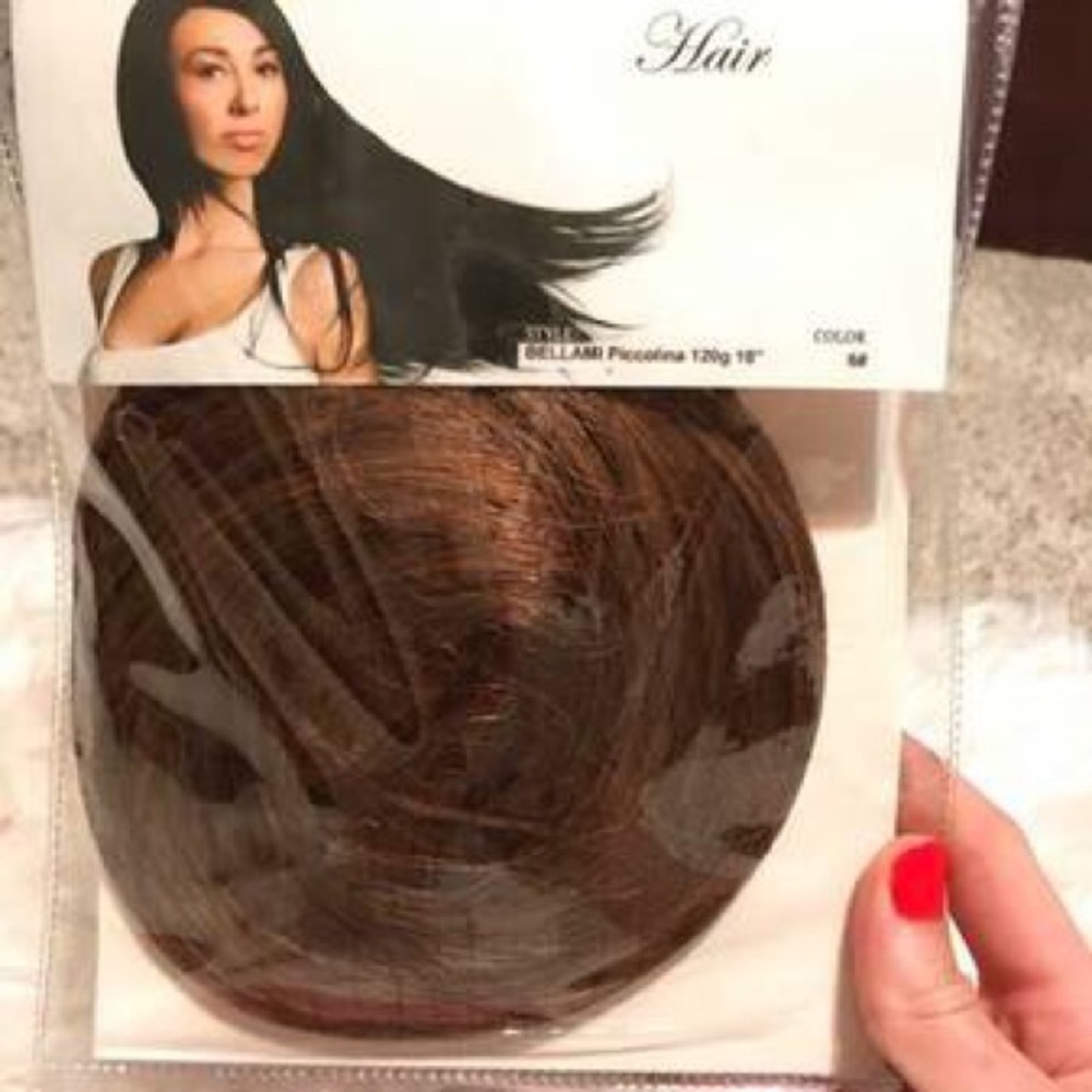 Bellami 18” clip extensions in Chestnut, toned